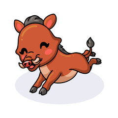 Cute little wild boar cartoon running