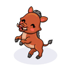 Cute little wild boar cartoon standing