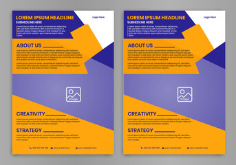 Corporate Flyer Design with blue and yellow color, brochure template design for your business, flyer cover