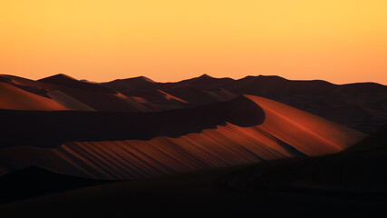 Plakat view from Nature and landscapes of dasht e lut or sahara desert at sunset. Middle East desert