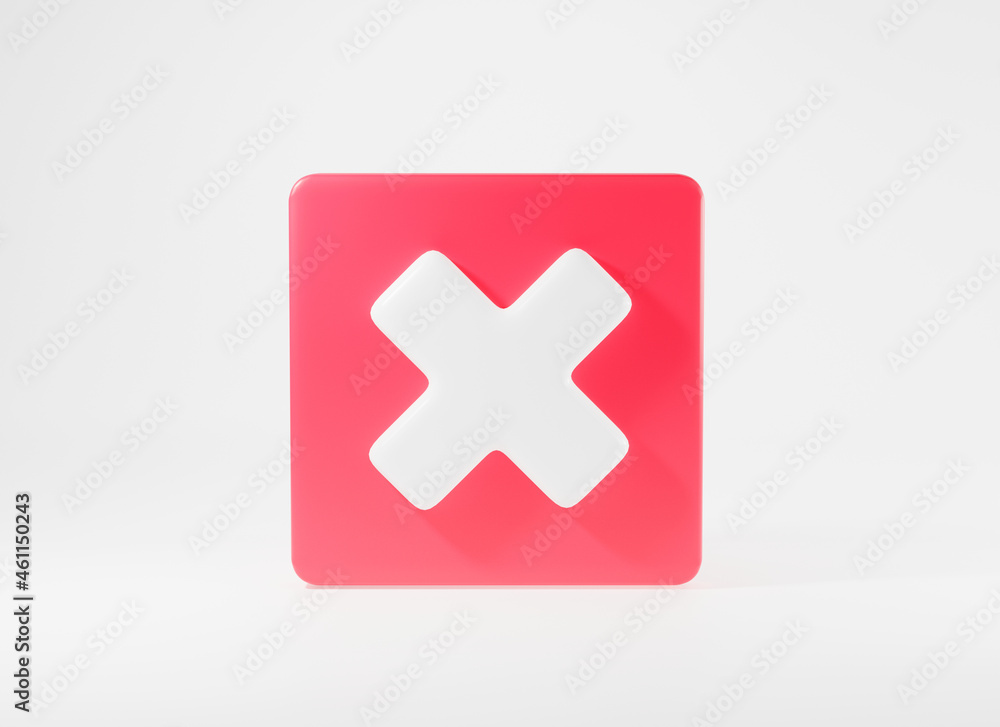 Aufkleber red cross mark symbols icon element. symbol no or x shape button for correct sign in square not appr