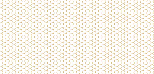 Vector minimalist geo pattern. Hexagonal grid background. Seamless texture with luxury gold formed shapes. Abstract ornament used for design wallpaper, paper, covers, print, business card - obrazy, fototapety, plakaty
