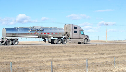 Heavy Cargo on the Road. A truck hauling freight along a highway