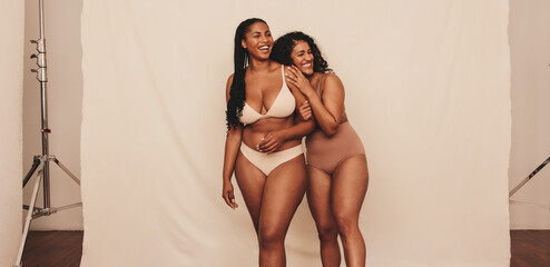 Laughing in underwear