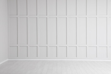 Empty room interior with white wall and floor