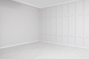 Empty room interior with white walls and floor
