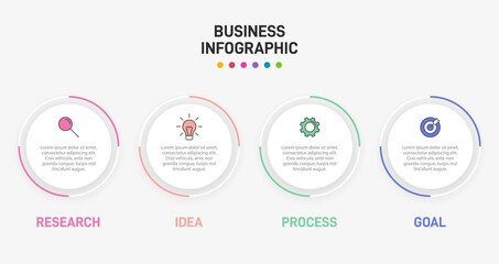 Infographic design with icons and 4 options or steps. Thin line vector. Infographics business concept. Can be used for info graphics, flow charts, presentations, web sites, banners, printed materials.