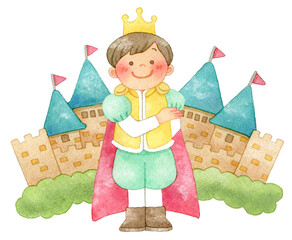 お辞儀をする王子様とお城 © KanakoFujita