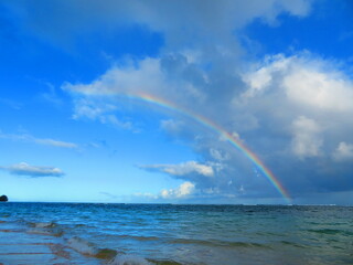 Beautiful sunset in Hawaii by ocean