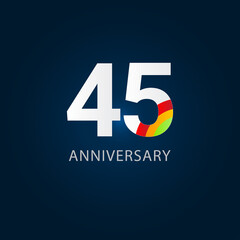 45 Years Anniversary Celebration Vector Template Design Illustration
