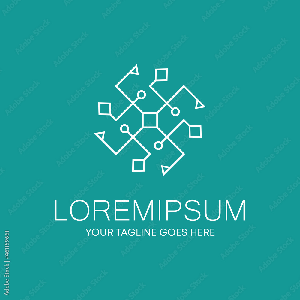 Poster line ornament type of square, circular and hexagonal image graphic icon logo design abstract concept