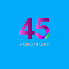 45 Years Anniversary Celebration Vector Template Design Illustration