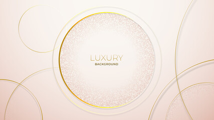Luxury abstract gold circles lines on pink rose background