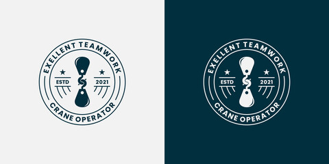 crane logo design template retro badge