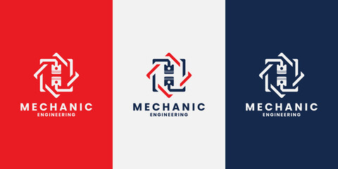 creative mechanic logo design for workshop, engineering, mechanical