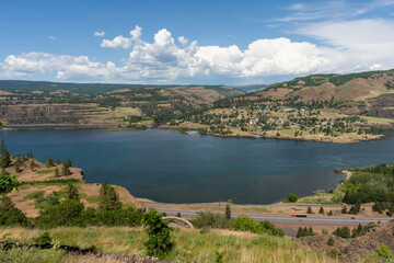 Looking Across the Columbia River from Rowena Crest in the Columbia Gorge, Oregon, Taken in Spring