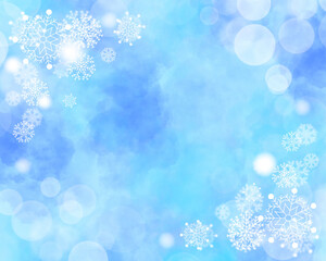 雪と丸ボケの抽象的な背景イラスト