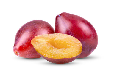 Fototapeta na wymiar Plums plum prunes fruit isolated on a white