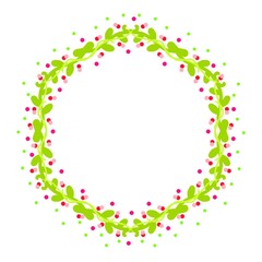 植物の丸フレーム　ピンク系