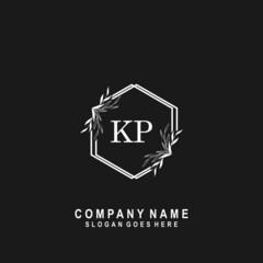 Initial letter KP Signature, beauty monogram and elegant logo design, handwriting logo of initial signature, wedding, fashion, floral and botanical with creative template