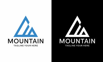 Mountain Triangle logo design. Vector logo design template.on a black and white background.