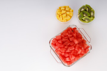 Watermelon , pineapple  and Kiwi Slices