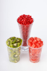 Watermelon , pomogrenate and Kiwi Slices