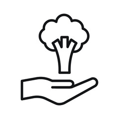 Hand holding broccoli icon design vector illustration