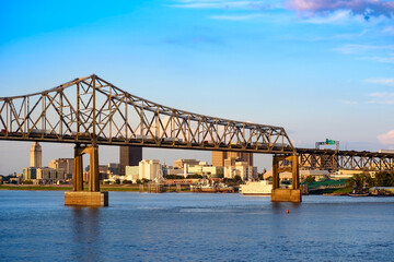 Panorama of Baton Rouge, capital of Louisiana, USA. View from Mississippi