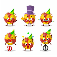 Cartoon character of ground spinners fireworks with various circus shows