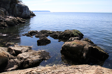 A view of the edge of a rocky coastline