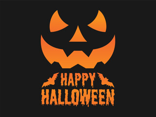 Happy Halloween pumpkin face banner design vector template
