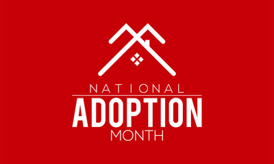 National adoption awareness month banner design in white background. Vector template