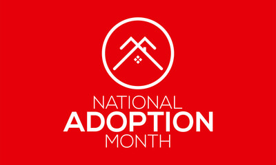 National adoption awareness month banner design in white background. Vector template