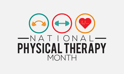 Fototapeta na wymiar National physical therapy month banner design with white background. Vector template