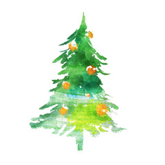 クリスマスツリー 水彩 イラスト
