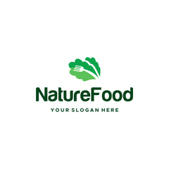minimalist Nature Food fork vegetables Logo design