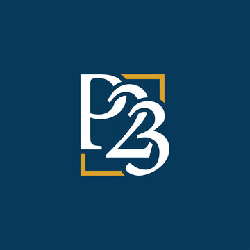 initial letter P23 logo with square outline