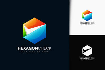 Hexagon check logo design with gradient