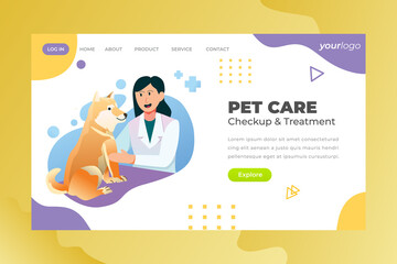 Pet Care Checkup and Treatment - Vector Landing Page