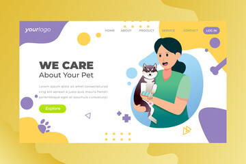 We Care Your Pet - Vector Landing Page