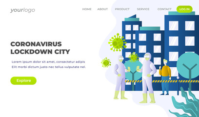 Coronavirus Lockdown City - Vector Landing Page