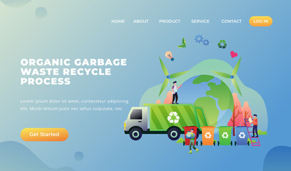 Organic Garbage Waste Recycle Process - Vector Landing Page
