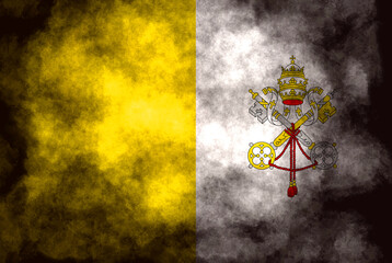 Closeup of grunge Vatican flag