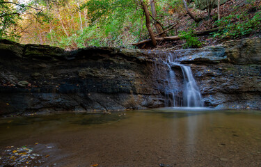 A Small Waterfall - Indy Creek In Independence Park - Marquette Heights, Illinois