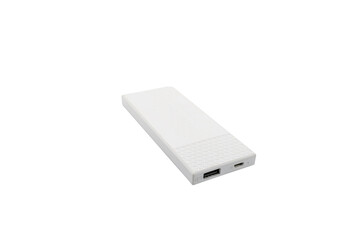 small portable power bank on white background
