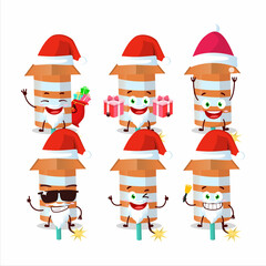 Santa Claus emoticons with rocket firework orange cartoon character