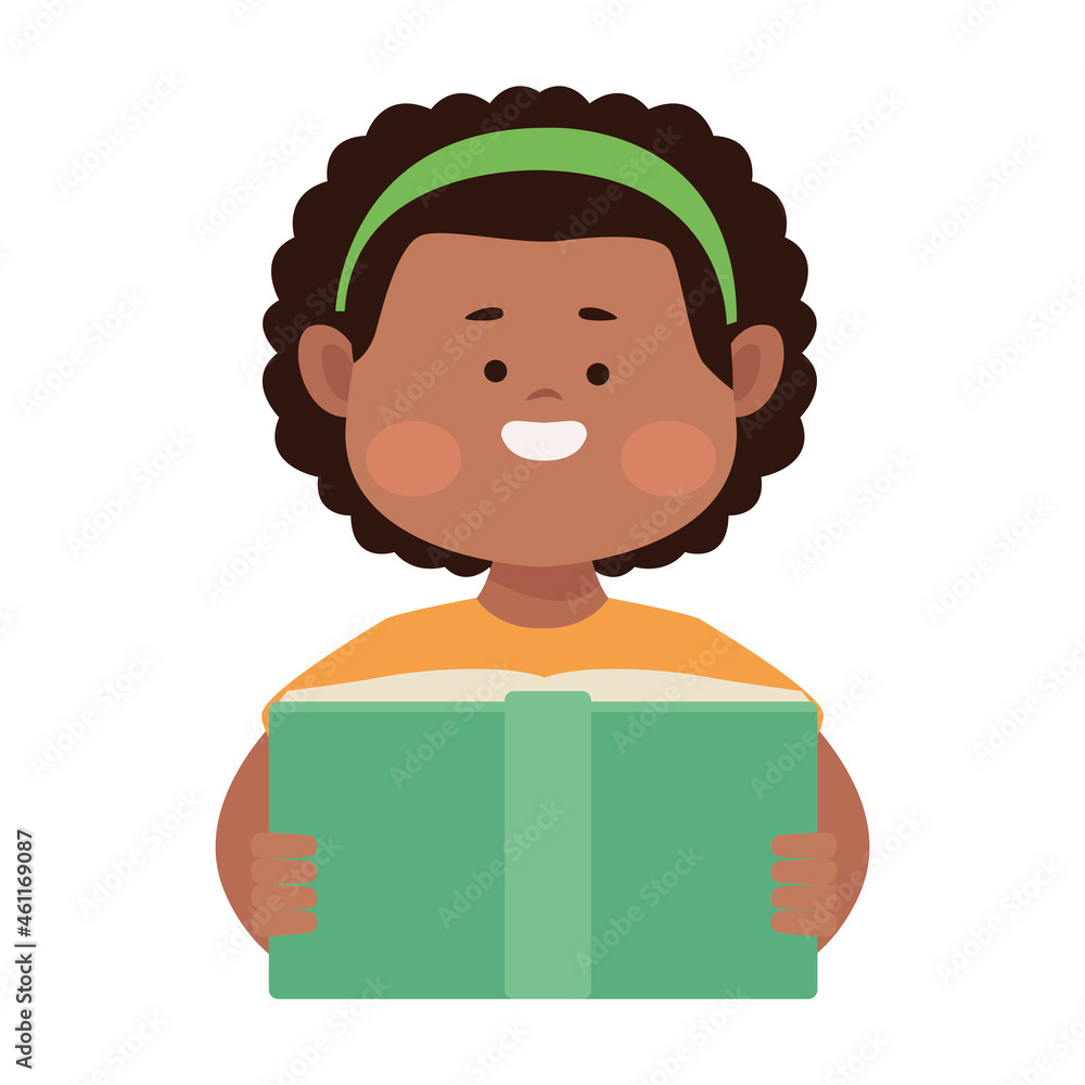 Sticker afro schoolgirl reading book