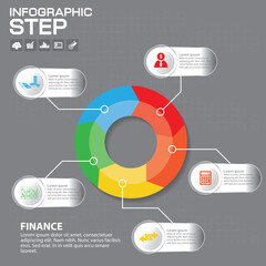 Business concept with 5 options, parts, steps or processes. Can be used for workflow layout, diagram, number options, web design.