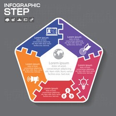 Vector circle pentagon infographic. Template for diagram, graph, presentation and chart. Business concept with five options, parts, steps or processes.